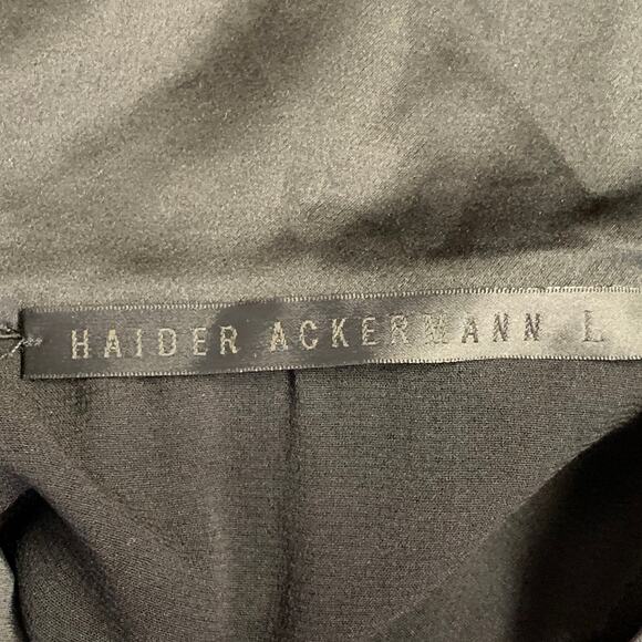 HAIDER ACKERMANN Size L Black Silk Short Sleeve Shirt Jacket - Picture 5 of 6